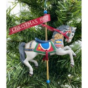 1992 Christmas Carousel Horse Ornament -Hand Painted Beautiful Heirloom Piece 5"